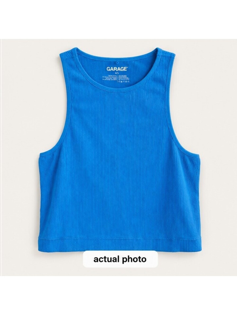 Garage Ribbed Blue Crop Tank Top Size Large - Picture 3 of 4